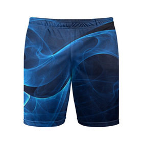 Мужские шорты 3D спортивные с принтом Дым в Петрозаводске,  |  | волна | лазер | луч | пламя | синий