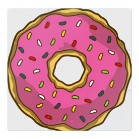 Магнитный плакат 3Х3 с принтом Пончик в Петрозаводске, Полимерный материал с магнитным слоем | 9 деталей размером 9*9 см | bart | homer | simpsons | барт | гомер | еда | мульт | мультфильм | пончик | симпсоны | спрингфилд
