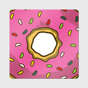 Магнит виниловый Квадрат с принтом Пончик в Петрозаводске, полимерный материал с магнитным слоем | размер 9*9 см, закругленные углы | bart | homer | simpsons | барт | гомер | еда | мульт | мультфильм | пончик | симпсоны | спрингфилд