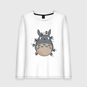 Женский лонгслив хлопок с принтом Тоторо в Петрозаводске, 100% хлопок |  | totoro | миядзаки | мой сосед