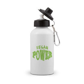 Бутылка спортивная с принтом Vegan Power в Петрозаводске, металл | емкость — 500 мл, в комплекте две пластиковые крышки и карабин для крепления | yoga | веган | вегетарианец | вегетарианство | витамины | здоровье | зож | йога | кукуруза | овощи | фрукты
