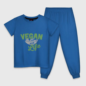 Детская пижама хлопок с принтом Vegan for Life в Петрозаводске, 100% хлопок |  брюки и футболка прямого кроя, без карманов, на брюках мягкая резинка на поясе и по низу штанин
 | green | vegan | yoga | веган | вегетарианец | вегетарианство | витамины | здоровье | зеленый | зож | йога | овощи | фрукты