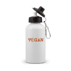 Бутылка спортивная с принтом Vegan в Петрозаводске, металл | емкость — 500 мл, в комплекте две пластиковые крышки и карабин для крепления | green | vegan | yoga | бекон | веган | вегетарианец | вегетарианство | витамины | здоровье | зеленый | зож | йога | овощи | фрукты