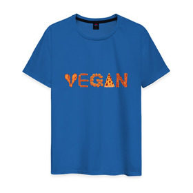 Мужская футболка хлопок с принтом Vegan в Петрозаводске, 100% хлопок | прямой крой, круглый вырез горловины, длина до линии бедер, слегка спущенное плечо. | green | vegan | yoga | бекон | веган | вегетарианец | вегетарианство | витамины | здоровье | зеленый | зож | йога | овощи | фрукты