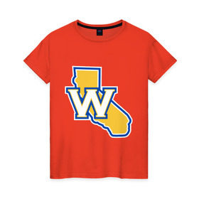 Женская футболка хлопок с принтом Golden State Warriors в Петрозаводске, 100% хлопок | прямой крой, круглый вырез горловины, длина до линии бедер, слегка спущенное плечо | basketball | баскетбол | нба