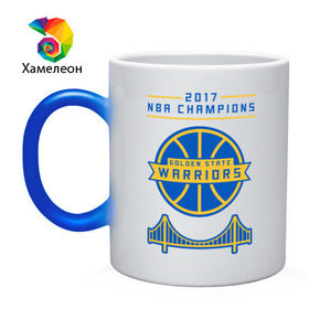 Кружка хамелеон с принтом Golden State Champions в Петрозаводске, керамика | меняет цвет при нагревании, емкость 330 мл | basketball | golden state | nba | warriors | баскетбол | голден стейт | нба | спорт | уорриорз