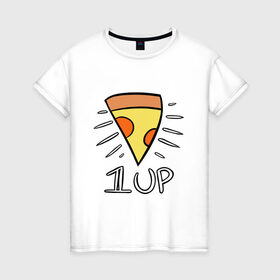 Женская футболка хлопок с принтом Pizza Life в Петрозаводске, 100% хлопок | прямой крой, круглый вырез горловины, длина до линии бедер, слегка спущенное плечо | dendy | food | game | italy | life | mario | pizza | еда | жизнь | игра | италия | пицца | пища | повар | приставка