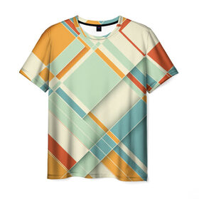 Мужская футболка 3D с принтом Цветные прямоугольники в Петрозаводске, 100% полиэфир | прямой крой, круглый вырез горловины, длина до линии бедер | прямоугольники