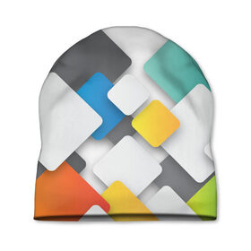 Шапка 3D с принтом Цветные квадраты в Петрозаводске, 100% полиэстер | универсальный размер, печать по всей поверхности изделия | squares | квадраты | прямоугольники | текстуры