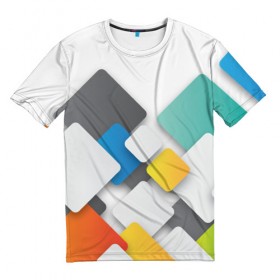Мужская футболка 3D с принтом Цветные квадраты в Петрозаводске, 100% полиэфир | прямой крой, круглый вырез горловины, длина до линии бедер | squares | квадраты | прямоугольники | текстуры