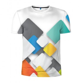 Мужская футболка 3D спортивная с принтом Цветные квадраты в Петрозаводске, 100% полиэстер с улучшенными характеристиками | приталенный силуэт, круглая горловина, широкие плечи, сужается к линии бедра | squares | квадраты | прямоугольники | текстуры