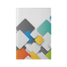 Обложка для паспорта матовая кожа с принтом Цветные квадраты в Петрозаводске, натуральная матовая кожа | размер 19,3 х 13,7 см; прозрачные пластиковые крепления | squares | квадраты | прямоугольники | текстуры