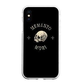 Чехол для iPhone XS Max матовый с принтом Memento Mori в Петрозаводске, Силикон | Область печати: задняя сторона чехла, без боковых панелей | Тематика изображения на принте: death | skull | кости | цитата