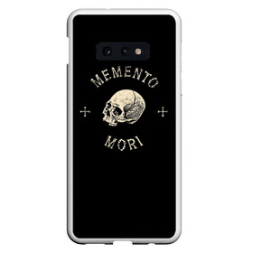 Чехол для Samsung S10E с принтом Memento Mori в Петрозаводске, Силикон | Область печати: задняя сторона чехла, без боковых панелей | Тематика изображения на принте: death | skull | кости | цитата