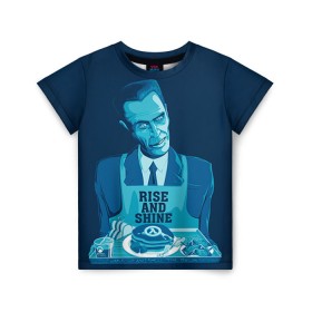 Детская футболка 3D с принтом G-Man в Петрозаводске, 100% гипоаллергенный полиэфир | прямой крой, круглый вырез горловины, длина до линии бедер, чуть спущенное плечо, ткань немного тянется | Тематика изображения на принте: g man | half life | hl2