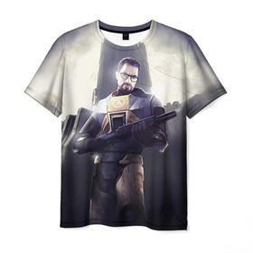 Мужская футболка 3D с принтом Half-Life в Петрозаводске, 100% полиэфир | прямой крой, круглый вырез горловины, длина до линии бедер | freeman | gordon | half | halflife | hl | life | гордон | лайф | фримен | халва | халф | халфлайф | халява