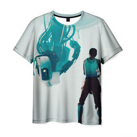 Мужская футболка 3D с принтом Portal в Петрозаводске, 100% полиэфир | прямой крой, круглый вырез горловины, длина до линии бедер | glados | portal | гладос | портал