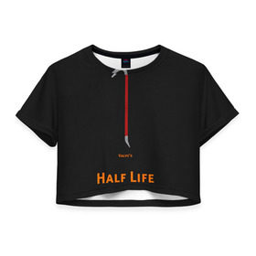 Женская футболка 3D укороченная с принтом Half-Life в Петрозаводске, 100% полиэстер | круглая горловина, длина футболки до линии талии, рукава с отворотами | freeman | gordon | half | halflife | hl | life | гордон | лайф | фримен | халва | халф | халфлайф | халява