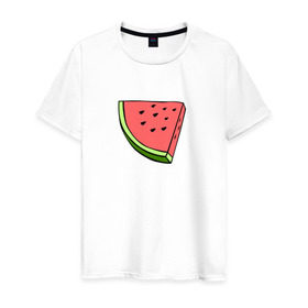 Мужская футболка хлопок с принтом Арбузе в Петрозаводске, 100% хлопок | прямой крой, круглый вырез горловины, длина до линии бедер, слегка спущенное плечо. | арбуз | арбузы | лето | фрукты