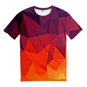 Мужская футболка 3D с принтом Geometric в Петрозаводске, 100% полиэфир | прямой крой, круглый вырез горловины, длина до линии бедер | abstract | abstraction | color | geometry | mirror | polygon | абстракция | геометрия | грани | линии | полигоны | сочетания | треугольники
