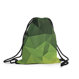 Рюкзак-мешок 3D с принтом Хаки геометрия в Петрозаводске, 100% полиэстер | плотность ткани — 200 г/м2, размер — 35 х 45 см; лямки — толстые шнурки, застежка на шнуровке, без карманов и подкладки | зеленый | полигоны