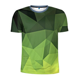 Мужская футболка 3D спортивная с принтом Хаки геометрия в Петрозаводске, 100% полиэстер с улучшенными характеристиками | приталенный силуэт, круглая горловина, широкие плечи, сужается к линии бедра | зеленый | полигоны
