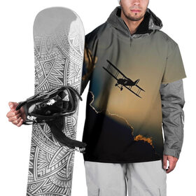 Накидка на куртку 3D с принтом Покоритель небес в Петрозаводске, 100% полиэстер |  | закат | кукурузник | небо | облака | самолёт | силуэт