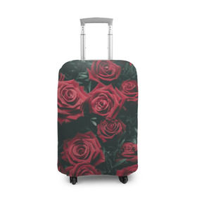 Чехол для чемодана 3D с принтом Бархатные розы в Петрозаводске, 86% полиэфир, 14% спандекс | двустороннее нанесение принта, прорези для ручек и колес | бархат | бутоны | роза | розы | цветы