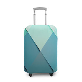 Чехол для чемодана 3D с принтом Blue rhombuses в Петрозаводске, 86% полиэфир, 14% спандекс | двустороннее нанесение принта, прорези для ручек и колес | beautiful | blue | bright | color | figures | original | rhombuses | голубое | зелёное | зелёный | красивое | красота | ромбы | синее | синий | фигура | фигуры | цвет | яркое