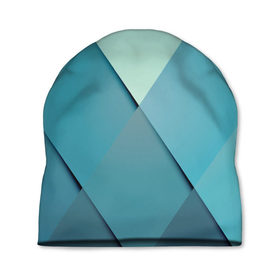 Шапка 3D с принтом Blue rhombuses в Петрозаводске, 100% полиэстер | универсальный размер, печать по всей поверхности изделия | beautiful | blue | bright | color | figures | original | rhombuses | голубое | зелёное | зелёный | красивое | красота | ромбы | синее | синий | фигура | фигуры | цвет | яркое