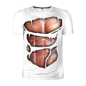 Мужская футболка 3D спортивная с принтом Человек без кожи в Петрозаводске, 100% полиэстер с улучшенными характеристиками | приталенный силуэт, круглая горловина, широкие плечи, сужается к линии бедра | кожа | креатив | мода | мышцы | раны | рваная | стиль