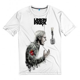 Мужская футболка 3D с принтом Linkin Park в Петрозаводске, 100% полиэфир | прямой крой, круглый вырез горловины, длина до линии бедер | chester | rip | альтернатива | линкин парк | рок | солист | умер честер беннингтон