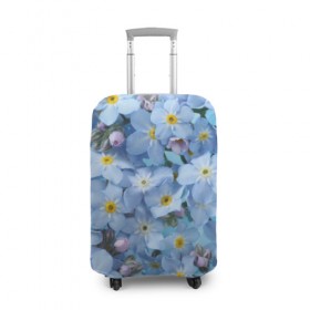 Чехол для чемодана 3D с принтом Незабудки в Петрозаводске, 86% полиэфир, 14% спандекс | двустороннее нанесение принта, прорези для ручек и колес | лето | небо | цветы
