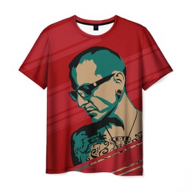 Мужская футболка 3D с принтом Chester Bennington в Петрозаводске, 100% полиэфир | прямой крой, круглый вырез горловины, длина до линии бедер | chester bennington | рок