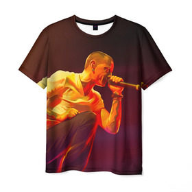 Мужская футболка 3D с принтом Chester Bennington в Петрозаводске, 100% полиэфир | прямой крой, круглый вырез горловины, длина до линии бедер | chester bennington | рок