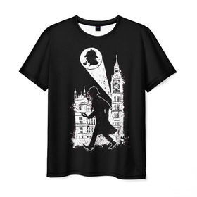 Мужская футболка 3D с принтом Шерлок Холмс в Петрозаводске, 100% полиэфир | прямой крой, круглый вырез горловины, длина до линии бедер | Тематика изображения на принте: holmes | sherlock | sherlock holmes | англия | великобритания | сыщик | холмс | шерлок
