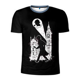 Мужская футболка 3D спортивная с принтом Шерлок Холмс в Петрозаводске, 100% полиэстер с улучшенными характеристиками | приталенный силуэт, круглая горловина, широкие плечи, сужается к линии бедра | holmes | sherlock | sherlock holmes | англия | великобритания | сыщик | холмс | шерлок