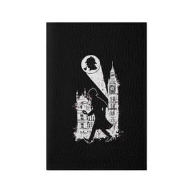 Обложка для паспорта матовая кожа с принтом Шерлок Холмс в Петрозаводске, натуральная матовая кожа | размер 19,3 х 13,7 см; прозрачные пластиковые крепления | Тематика изображения на принте: holmes | sherlock | sherlock holmes | англия | великобритания | сыщик | холмс | шерлок