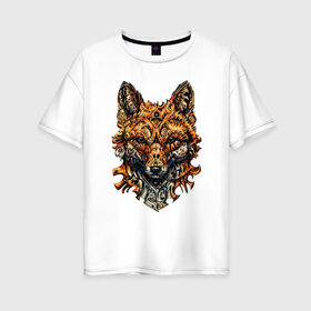 Женская футболка хлопок Oversize с принтом Fox в Петрозаводске, 100% хлопок | свободный крой, круглый ворот, спущенный рукав, длина до линии бедер
 | art | wild | животные | искусство | лиса | лисица | лисичка | природа