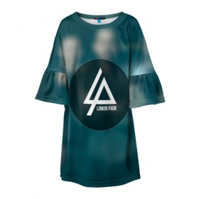 Детское платье 3D с принтом Для любителя Linkin Park в Петрозаводске, 100% полиэстер | прямой силуэт, чуть расширенный к низу. Круглая горловина, на рукавах — воланы | linkin park | беннингтон | линкин парк | логотип | майк | рок | честер | честор | шинода