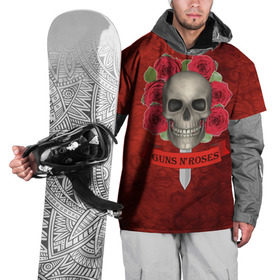 Накидка на куртку 3D с принтом Gans N Roses в Петрозаводске, 100% полиэстер |  | gans n roses | группа | исполнители | меч | музыка | песни | розы | рок группа | череп
