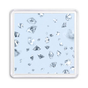 Магнит 55*55 с принтом Flying diamonds в Петрозаводске, Пластик | Размер: 65*65 мм; Размер печати: 55*55 мм | beautiful | blue | brilliant | diamond | diamonds | mineral | minerals | purple | stone | stones | white | белый | богатство | бриллиант | бриллианты | камень | камни | красивое | красота | минерал | минералы