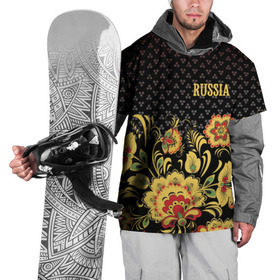 Накидка на куртку 3D с принтом Россия в Петрозаводске, 100% полиэстер |  | роспись | россия | хохлома | цветы | я русский
