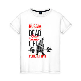 Женская футболка хлопок с принтом Powerlifting bear power в Петрозаводске, 100% хлопок | прямой крой, круглый вырез горловины, длина до линии бедер, слегка спущенное плечо | deadlift | медведь со штангой | пауэрлифтинг
