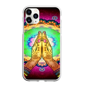 Чехол для iPhone 11 Pro матовый с принтом Meditation в Петрозаводске, Силикон |  | 3d | indian | mandala | арт | йога | медитация | руки | узор | цветы