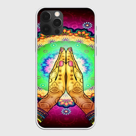 Чехол для iPhone 12 Pro Max с принтом Meditation в Петрозаводске, Силикон |  | 3d | indian | mandala | арт | йога | медитация | руки | узор | цветы