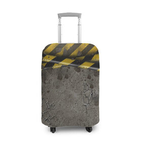Чехол для чемодана 3D с принтом Универсал в Петрозаводске, 86% полиэфир, 14% спандекс | двустороннее нанесение принта, прорези для ручек и колес | желтый | новинки | опастность | полосы | популярное | черный