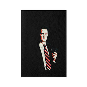 Обложка для паспорта матовая кожа с принтом Дейл Купер в Петрозаводске, натуральная матовая кожа | размер 19,3 х 13,7 см; прозрачные пластиковые крепления | Тематика изображения на принте: актер | арт | сериал | смокинг | твин пикс | фильмы | черный