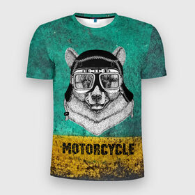 Мужская футболка 3D спортивная с принтом Мотоцикл медведь в Петрозаводске, 100% полиэстер с улучшенными характеристиками | приталенный силуэт, круглая горловина, широкие плечи, сужается к линии бедра | 3d | motor bicycle | motorbike | motorcycle | авто | автомобильные | водитель | механик | мотоциклист | очки