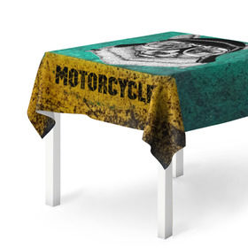 Скатерть 3D с принтом Мотоцикл медведь в Петрозаводске, 100% полиэстер (ткань не мнется и не растягивается) | Размер: 150*150 см | 3d | motor bicycle | motorbike | motorcycle | авто | автомобильные | водитель | механик | мотоциклист | очки